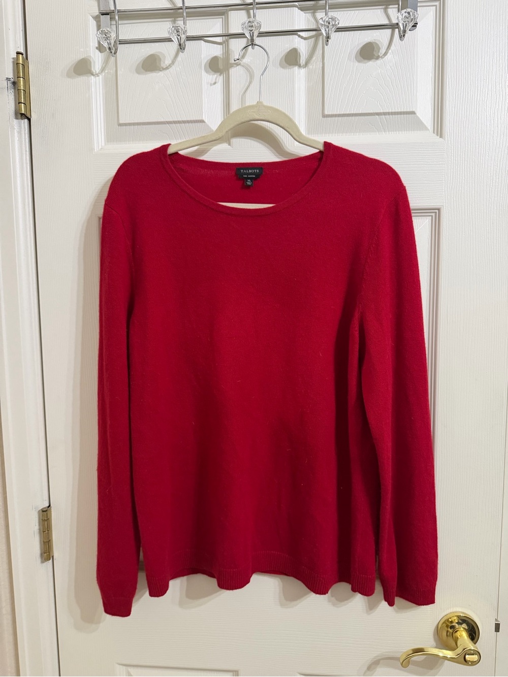 Talbots 100% Cashmere Pure Cashmere Red Long Sleeve Sweater Holidays Christmas